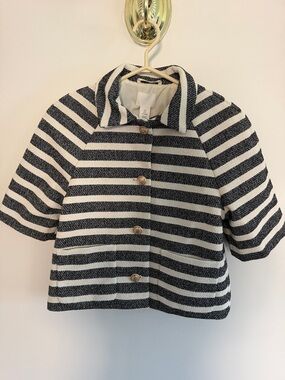 Striped Black and Cream Pea Coat